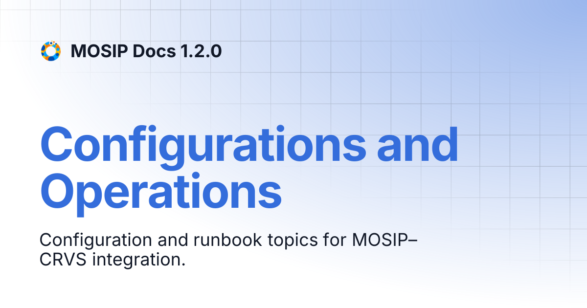Configurations and Operations | MOSIP Docs 1.2.0